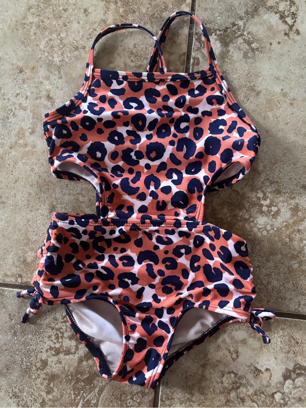Cat & Jack Leopard Print Cut Out One Piece Bathing Suit